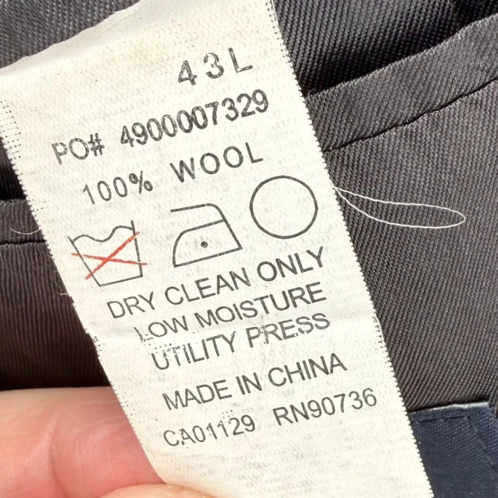 Ralph Lauren Suit Mens 43L Charcoal Gray Pinstripe 100% Wool Pants 46x30